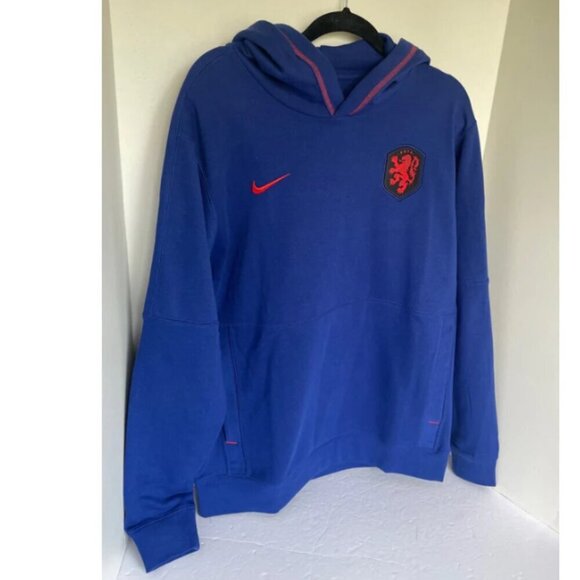 Nike Hoodie KNVB Netherlands Sweatshirt Large Blue Soccer Football Terry - Picture 3 of 6